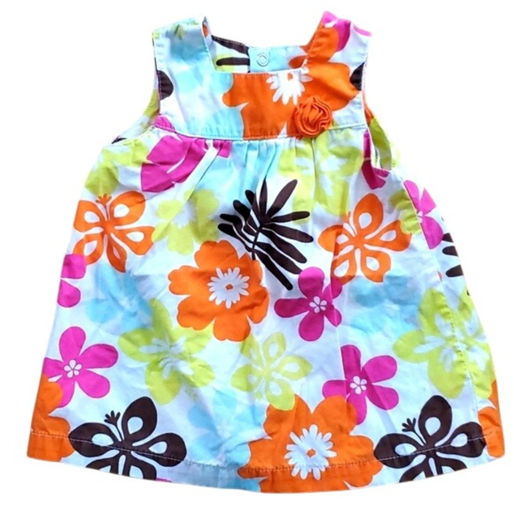 Carters Girls Just One You Bright Floral Hawaiian Sleeveless Dress Size 6M